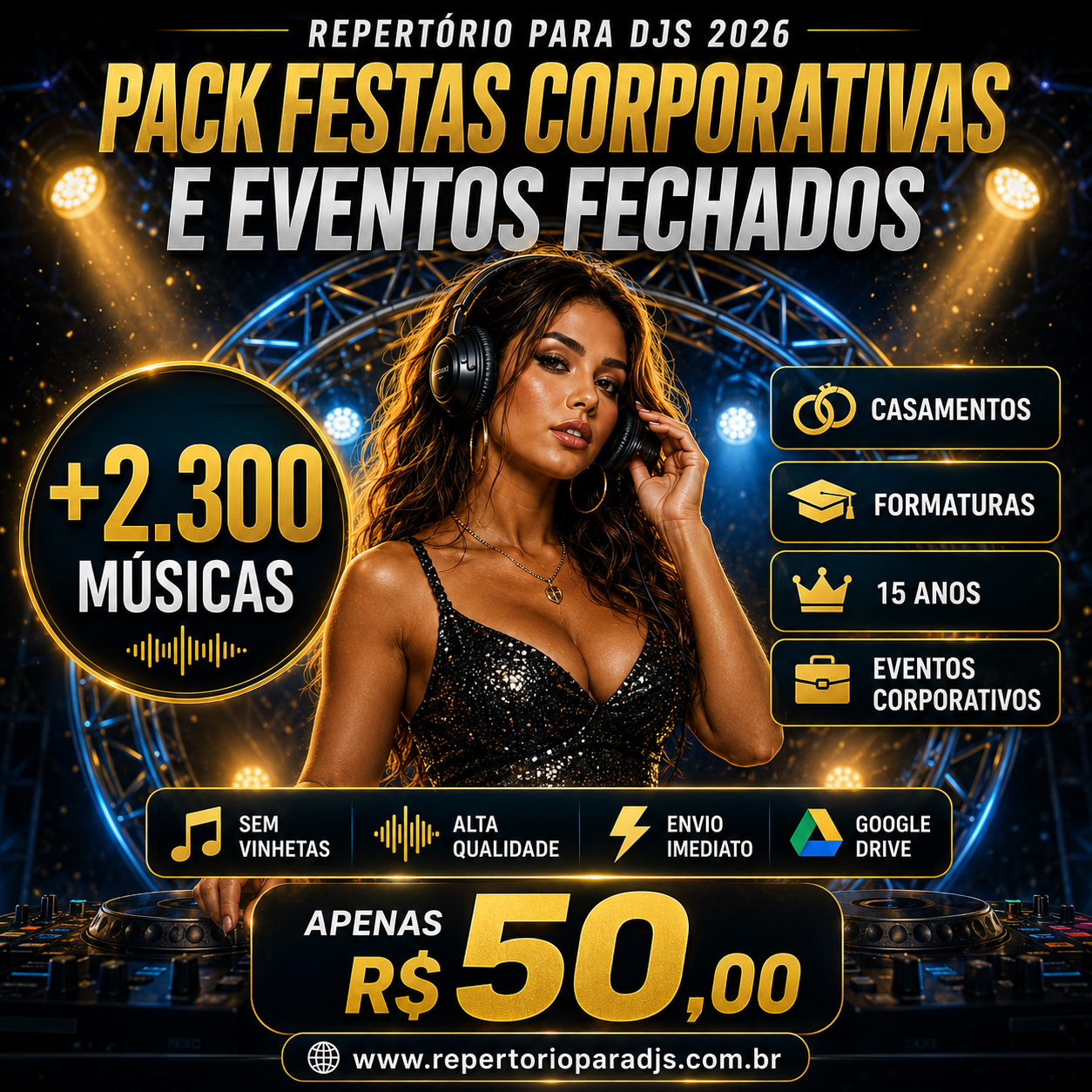 PACK FESTAS CORPORATIVAS E EVENTOS FECHADOS 2026 – +2.300 MÚSICAS PROFISSIONAIS PARA DJs